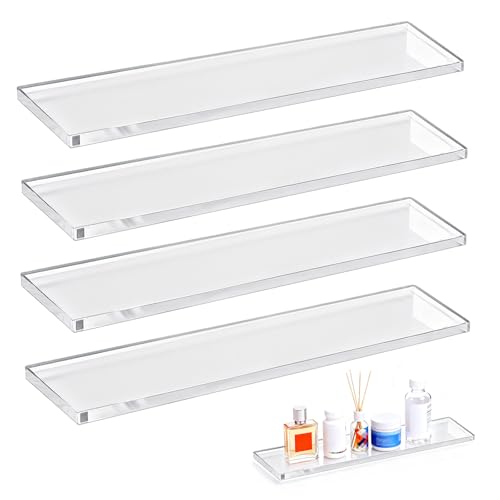 LILXIU 4 PCS 13.25 Inch Medicine Cabinet Shelves Acrylic Medicine Cabinet Shelf Replacement for Living Room Bathroom Kitchen Wall Mounted and Hanging Cabinets