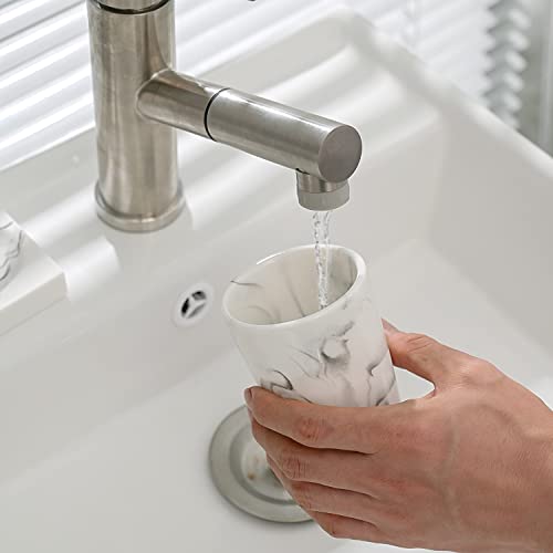 Bathroom Accessories Set, 5 Pcs Marble Look Bathroom Sets, Resin White Bathroom Accessory Set With Soap Dispenser, Toothbrush Holder, Toothbrush Cup, Soap Dish For Home Apartment Bathroom Decor #TOP5