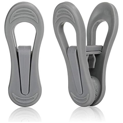 Tinfol 24pc Grey Plastic Hanger Clips, Strong Pinch Grip Finger Clips for Plastic Clothes Hangers, Multi-Purpose Hanger Clips Cover