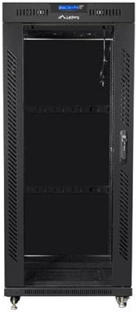 STANDING RACK INSTALLATION CABINET 19 22U 800X800 BLACK GLASS DOOR LCD LANBERG