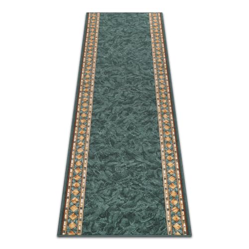 TAPISO Anti Rutsch Teppich Läufer rutschfest Brücke Meterware Grün Gelb Ornament Design Meliert Flur Küche Wohnzimmer 120 x 470 cm – Ansicht 7