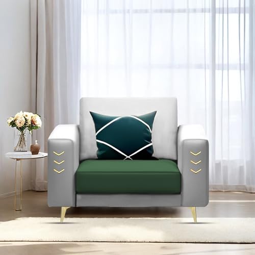 Image of Casaliving Falco 1 Seater Sofa Set for Living Room (Green Grey Fabric) Premium Fabric Sofa