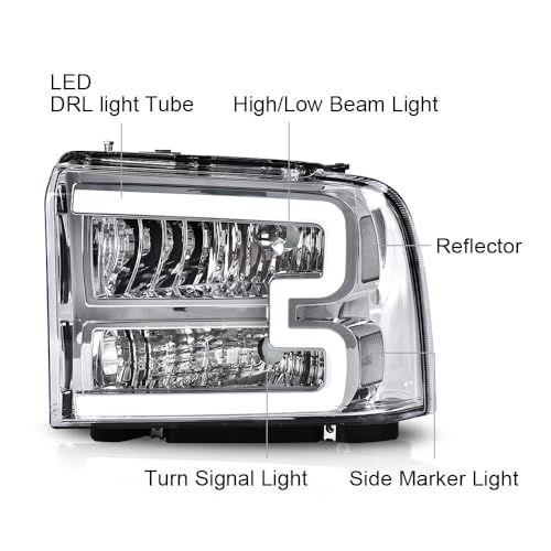 Image of PIT66 LED Front Headlights Assembly Fit F250-F550 2005-2007, 05 Excursion