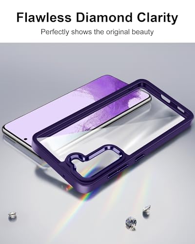 Image of HOOMIL Case for Samsung Galaxy S22 Plus 5G 6.6-Inch, Non-Yellowing, Drop Protection, Anti-Scratch Transparent Hard Back Phone Cover - Dark Purple