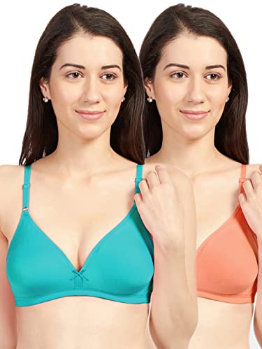 Image of SONARI Omania Womens Non-Padded Cotton Polyester Bras - Solid, Non-Wired, Medium Coverage, Hand Washable (Pack of 2)