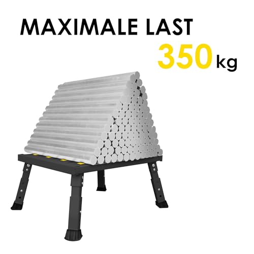 XARILK Aluminium Klapptritt Trittstufe, 3-stufige höhenverstellbare Anti-Rutsch Hockerleiter, 350 kg Belastung, Kippsicher &Leicht, für Camping, Küche und Wohnmobil Tritthocker (Schwarz)