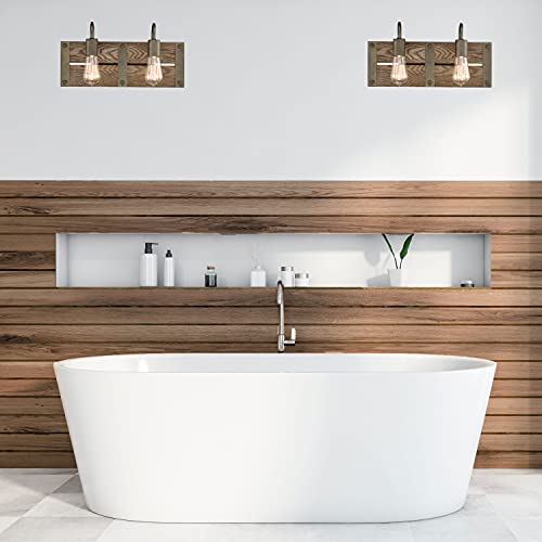 Image of Nuvo 60 /6428 Winchester 2-Light Vanity Fixture, Bronze & Aged-Wood Finish