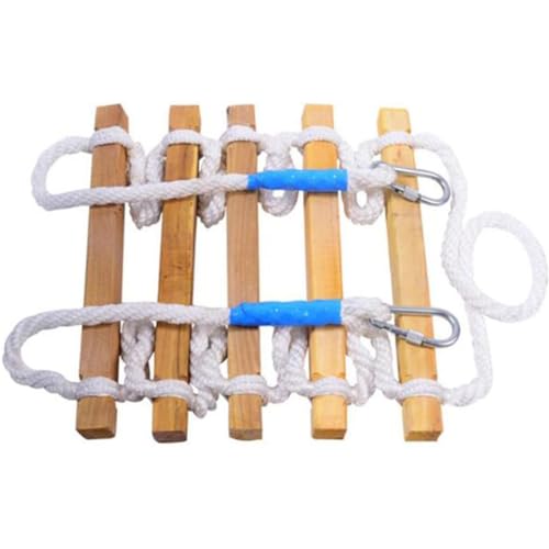 YYingYYue Escalera De Cuerda De Madera Maciza, Escalera De Fuego De Madera, Pedal Macizo, Cuerda Fuerte, Escalera De Escape Plegable Antideslizante con Gancho, Ventana, Balcón,12m