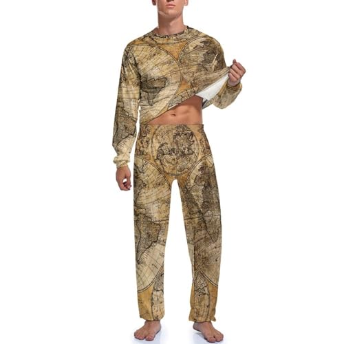 Pyjama homme manche longue style carte ancienne pour des nuits douces - 3