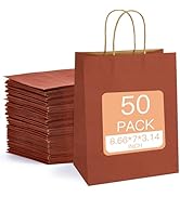MOORAY 50 Pcs Gift Bags, 7"x3.15"x 8.66" Paper Bags Kraft Bags, Solid Color Gift Bags with Handle...