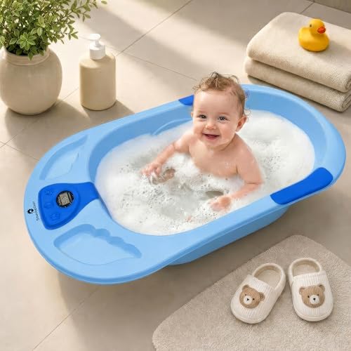 Image of StarAndDaisy Baby Bath Tub for 0 to 5 Years with Temperature Sensing Meter & Anti-Skid Legs /Baby Bathing Tub for Newborn & Toddlers /Kids Bath Tub (SBT-Blue)