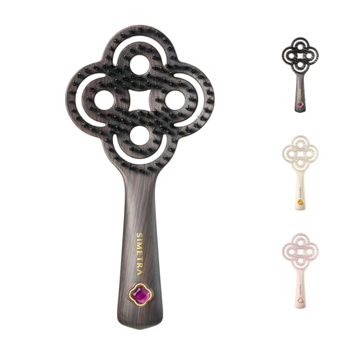Simetra Detangler Hair Brush for Woman and Men, Original Detangling Brush for Curly Hair/Fine &Thick/Wet & Dry Hair, Natural Boar Bristles Hairbrush - Natural Crystal Inlay & 14K Gold Plating