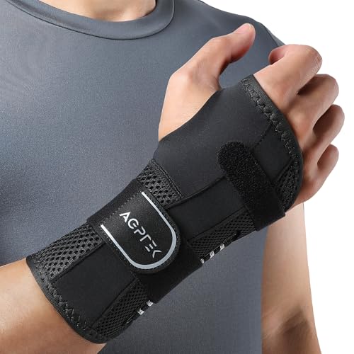 AGPTEK Muñequera Tendinitis para Nocturna Oficina y Día Soporte, Alivio Síndrome del Túnel Carpiano, Embarazo y Postoperatorio - Soporte Ergonómico con Férulas de Aluminio, Ajuste Seguro