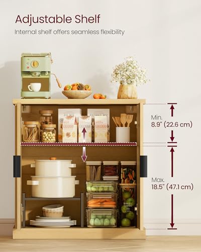 Image of VASAGLE Set of 3 Buffet Cabinet with Adjustable Shelves, Fluted Doors