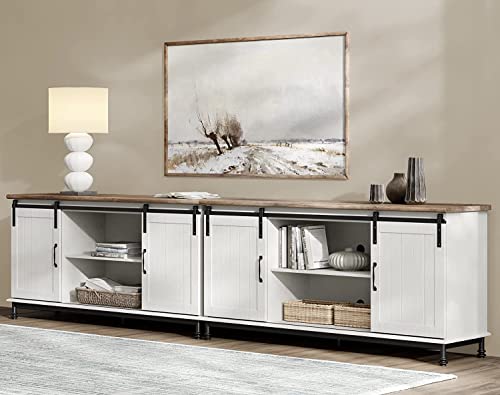 Wampat Led Tv Stand For Tvs Up To 85 Inch, White Entertainment Center For 85 Inch Tv Console Table Farmhouse Storage For Living Room Bedroom #TOP3