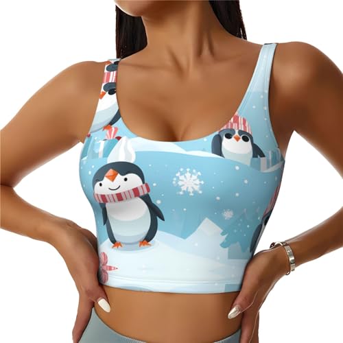 Chaleco deportivo para mujer sin mangas HYTTER con pingüinos, top de fitness y yoga