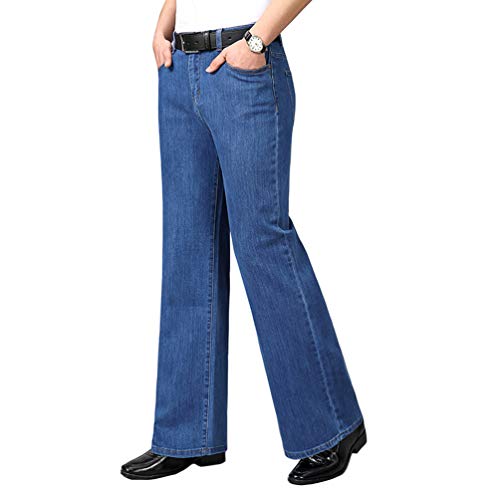 HAORUN Men Flared Jeans Regular Fit Bell Bottom Denim Pants 60s 70s Retro Casual Trousers