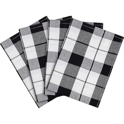 Zestri Geschirrhandtücher 4er-Set | Schwarz kariert | Geschirrtuch 50x70 cm | 100% Baumwolle Küchenhandtuch saugstark | saugstarke Geschirrtücher – Bild 3
