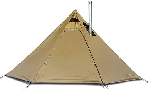TONPOP Camping Pyramid Tipi Tents with Stove Hole Windows, 4 Season Outdoor Camping Family Teepee Canvas Tent for 2-4 Person