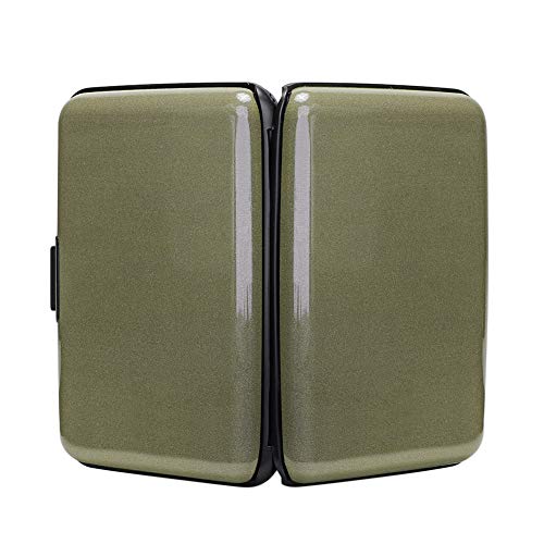 Image of Elfish RFID Blocking Credit Card Protector Aluminum ID Case Hard Shell Business Card Holders Metal Wallet for Men or Women, Army green,