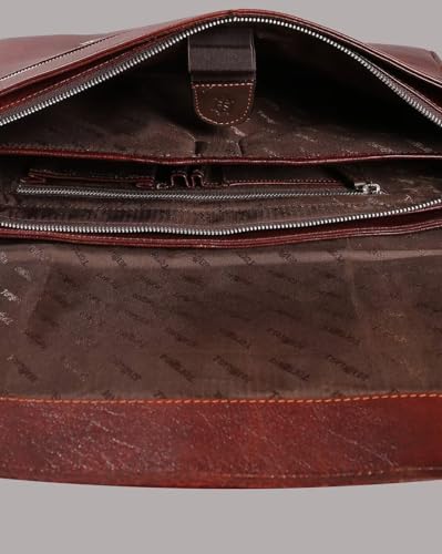 Image of Tortoise Pedro-Genuine Leather Laptop Messenger Bag (Dark Brown)