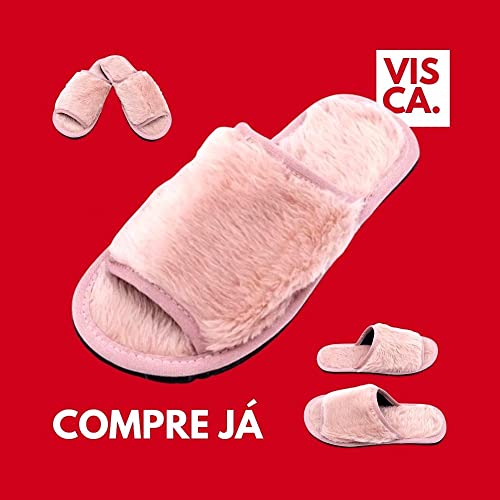 Pantufa Aberta Feminina Rose Chinelo Pelúcia Premium (Rose, br_footwear_size_system, adult, numeric,
