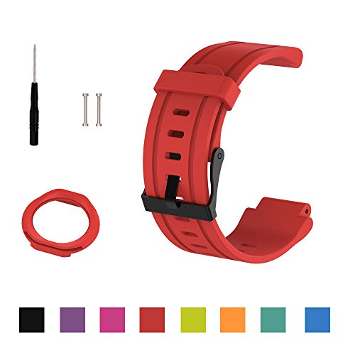 Correa para reloj pulsera Garmin Forerunner 225 GPS, suave banda de silicona de repuesto Cyeeson para reloj de correr Garmin Forerunner 225 GPS, rojo