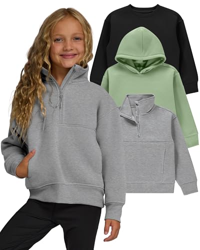 PURE CHAMP Girls Sweatshirt 3 Pack Hoodie for Teen Girls Crewneck Sweatshirt Quarter Zip hoodies Fleece Sizes 416 Clothing(Set 6 Size Small)