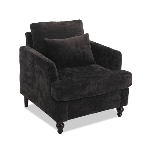 Sillón acolchonado Chenille negro moderno plegable