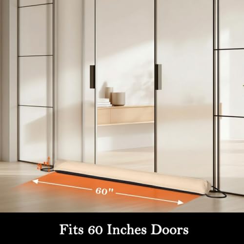 Image of Sunolga Door Draft Stopper, Removable Washable Cover, 60 inch, Beige