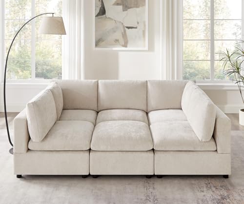 VANOMi Modular Sectional Sofa, Convertible Sofa Couch Modular Sofa with Ottoman, Sectional Sofas for Living Room Small Apartments