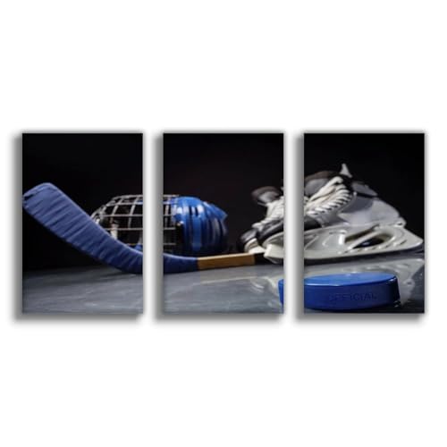 Poster toile équipement hockey 50x75 cm pour décoration de chambre