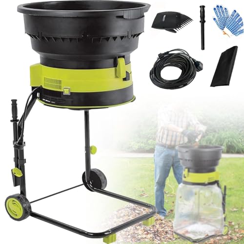 Trituradora De Hojas Jardín 2500w 8000 Rpm Trituradora Eléctrica De Ramas Con Ruedas Y Bolsa Recolectora Y Cable De Alimentación 40 M,Boca De Tolva De Gran Tamaño 54cm