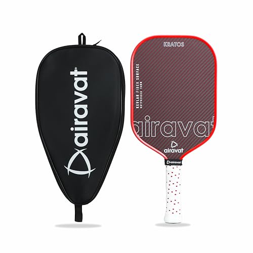Image of Airavat Kratos 7413 Pickleball Paddle Features a Kevlar Surface, hot-Pressed tech, Shock-Absorbing core, Ergonomic Grip, and pro-Level USAPA Standard. Built for All climates and Peak Performance.