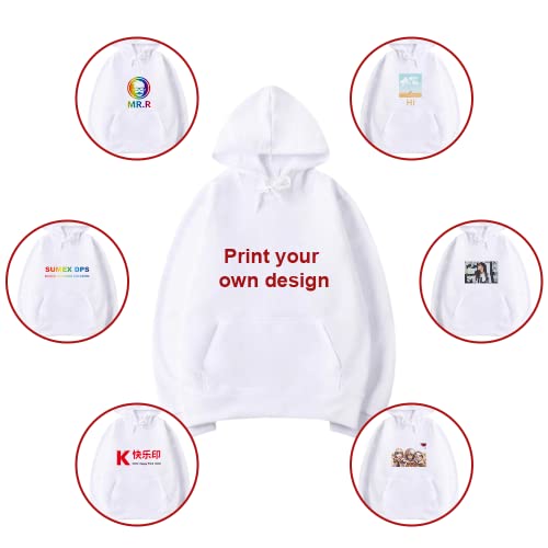 Sublimation Polyester Blank White Hoodie Hooded Sweatshirt Cloth Unisex Style with USA Size4