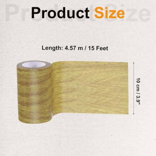 Image of PATIKIL Wood Grain Tape 4 inch x 15 Ft, Self-Adhesive Wood Texture Repair Tape Realistic Wooden Effect Patch for Furniture Cabinets Floor Walls,Brown Oak