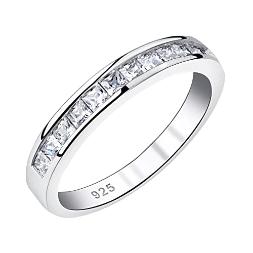 Newshe Jewellery Wedding Bands Eternity Rings for Women Cubic Zirconia Princess 925 Sterling Silver Engagement Promise Engagement Promise Size 5-10