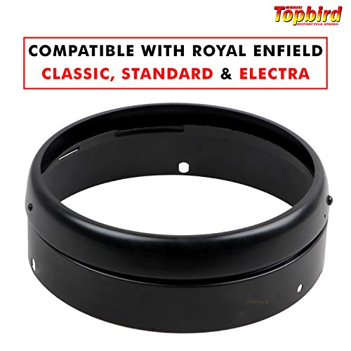 Topbird TBIOHG1 Inner & Outer Ring for Head Light Grill Heavy Duty Metal Headlight Cover Compatible with Classic Electra and Standard Motorcycles (2 Pieces Black)