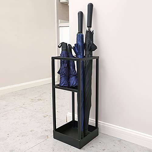 Mygift Geometric Modern Matte Black Metal Freestanding Large & Small Umbrella Holder Stand Storage Rack #TOP3