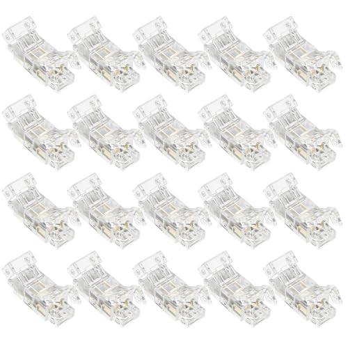 afhgdjr 20 Pièces Connecteur LED COB 2 Broches 8 mm,Connecteur LED 2 Broches,Connecteur Sans Soudure Pour la Connexion des fils et bandes LED COB 12V 24V