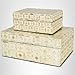 Deco 79 Mother of Pearl Shell Decorative Box Mosaic Storage Decorative Keepsake Boxes with Taupe Accents, Set of 2 Storage Boxes 12