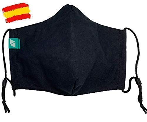 Mascarilla negra higinica homologada UNE 0065 adulto T-M con filtro fijo lavable_marca: Brissa Espaa