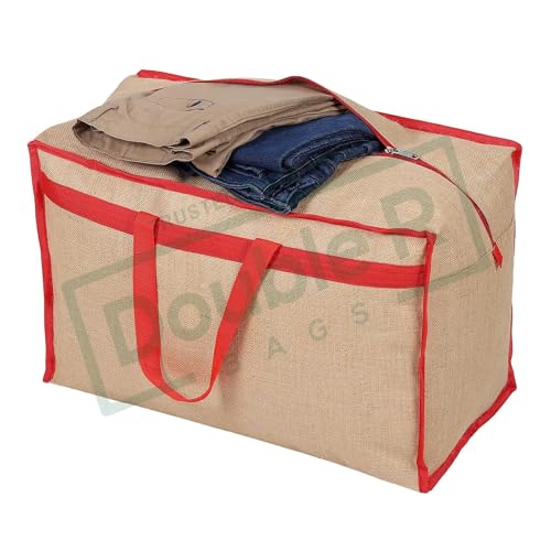 Image of Shibui Heavy Duty Extra Large Storage Bag, Moving Bag Tote, Blanket Clothes Organizer, Comforter, Bedroom closet, Room Essentials (Grey Canvas) (Pack of 1, Red)
