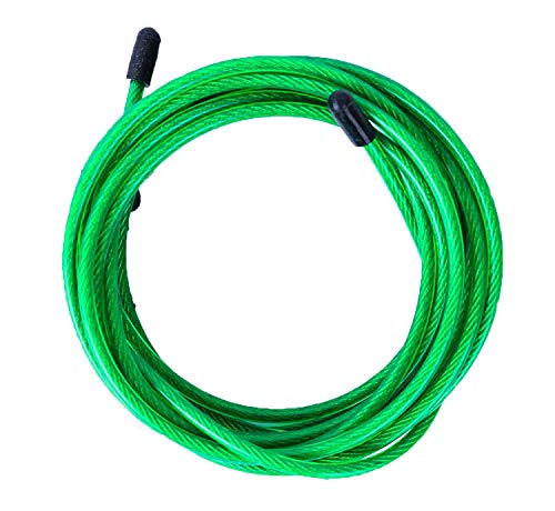 Velites Kabel-springtouw voor crossfit, fitness en boksen, pvc, groen en staal, 4 mm, voor het verbeteren van spieren en coördinatie, compatibel met andere merken