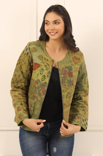 Image of SAY Women's Cotton Regular Fit Quilted Jacket For Winter Wear