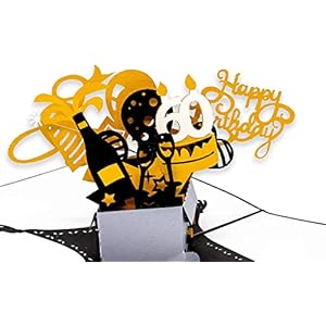 LuckeeCards® Geburtstagskarte zum 60. Geburtstag – Geschenkpaket mit Luftballons & Sternen – Glückwunschkarte…