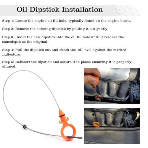 Image of 07K115611E Engine Oil Dipstick Indicator, Compatible with Volkswagen L5 2.5L Jetta Passat Golf Rabbit Beetle Engine Oil Fluid Level Dip Stick Replace 917404, 07K115611F