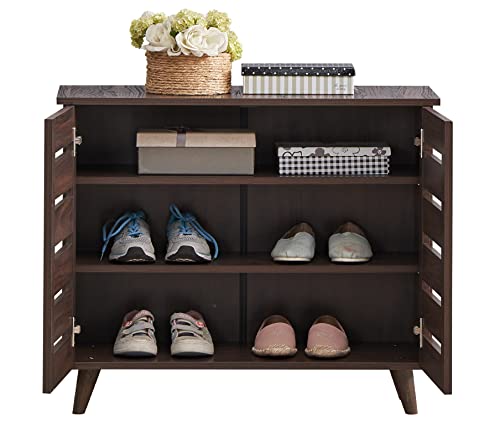 Image of DeckUp SC865512 2-Door Engineered Wood Shoe Rack (Walnut, Matte Finish)