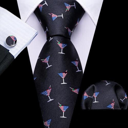Image of Barry.Wang Man Tie Sets Skull Ties Animal Extra Long Necktie Silk Woven Handkerchief Cufflinks Festival Party Gift