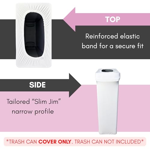 Image of YOUR CHAIR COVERS - 23 Gallon Spandex Slim Jim Narrow Trash Can Cover - White (Cover ONLY, Trash CAN NOT Included)
